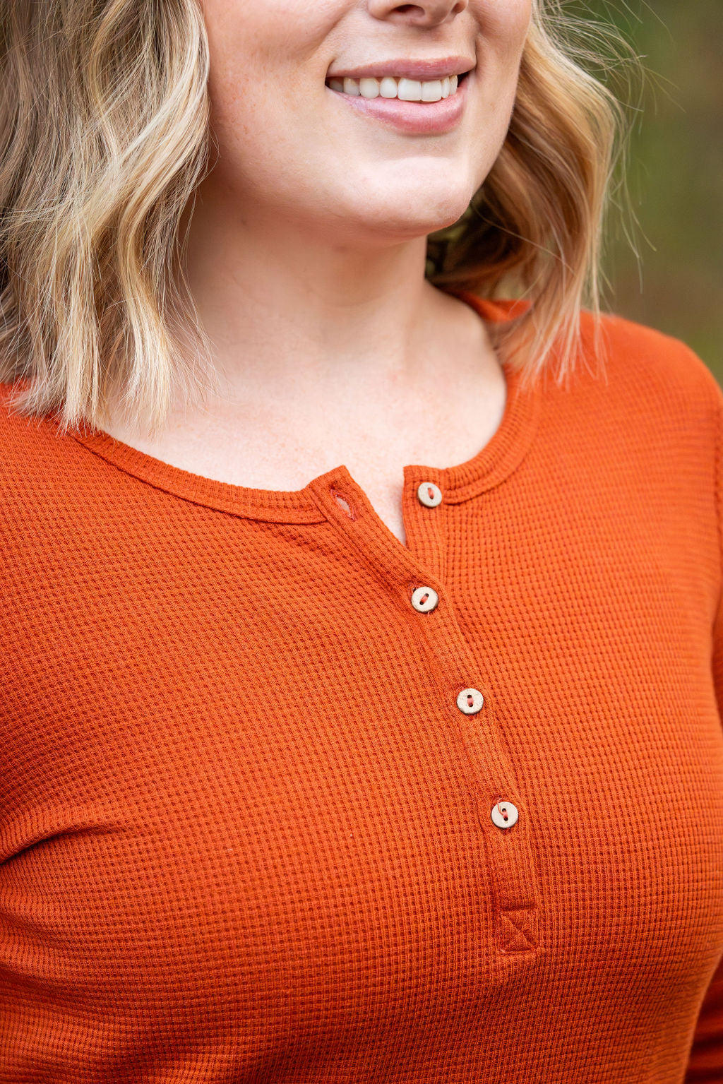 IN STOCK Harper Long Sleeve Henley - Pumpkin | Women's Cozy Shirt FINAL SALE