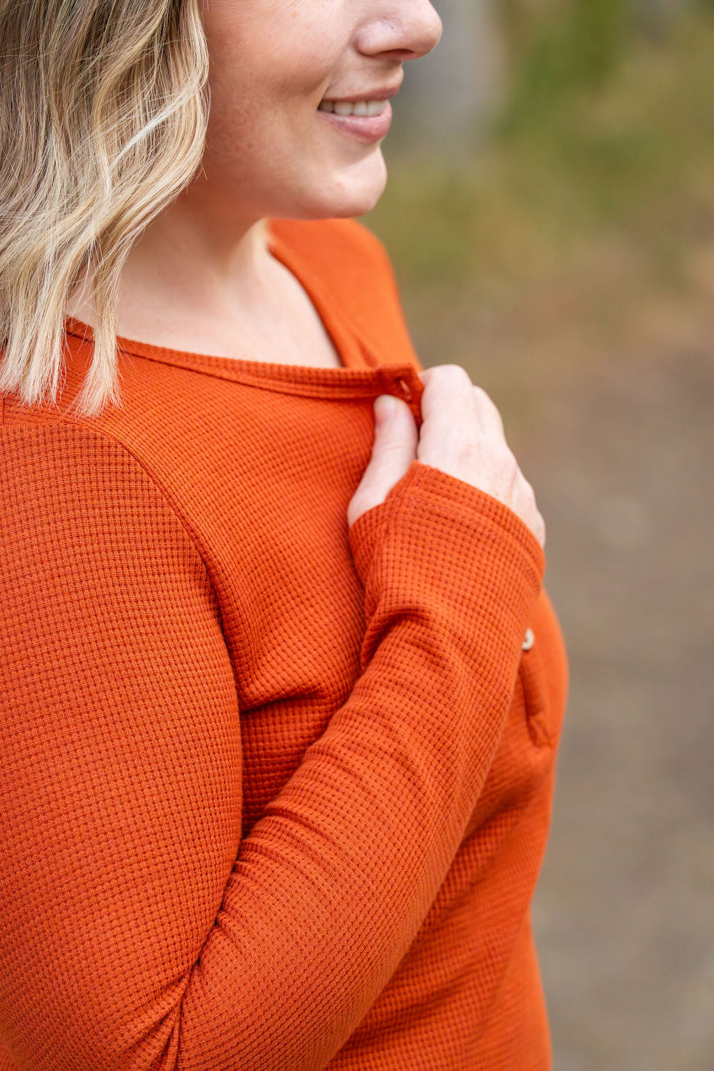 IN STOCK Harper Long Sleeve Henley - Pumpkin | Women's Cozy Shirt FINAL SALE