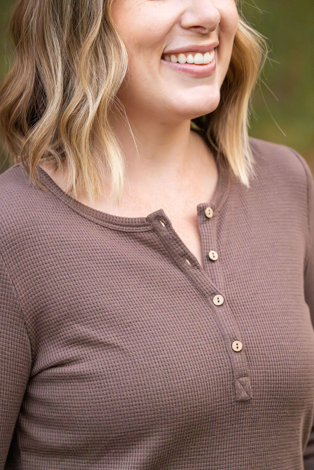 IN STOCK Harper Long Sleeve Henley - Mocha | Women's Cozy Shirt FINAL SALE