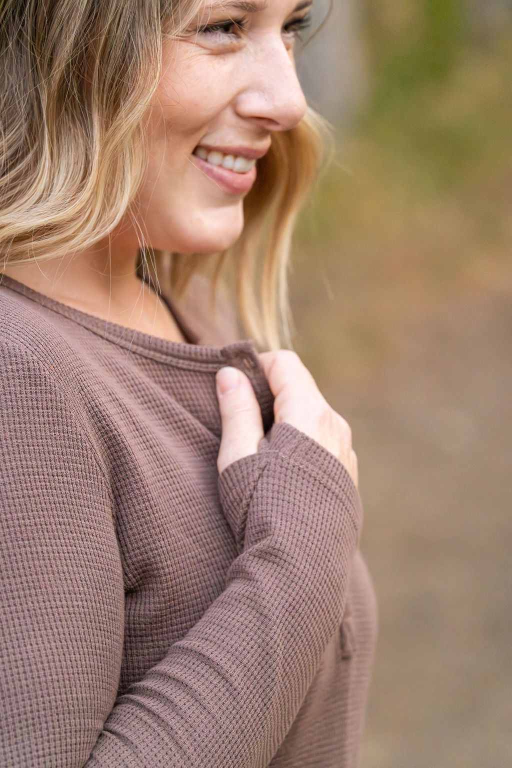 IN STOCK Harper Long Sleeve Henley - Mocha | Women's Cozy Shirt FINAL SALE