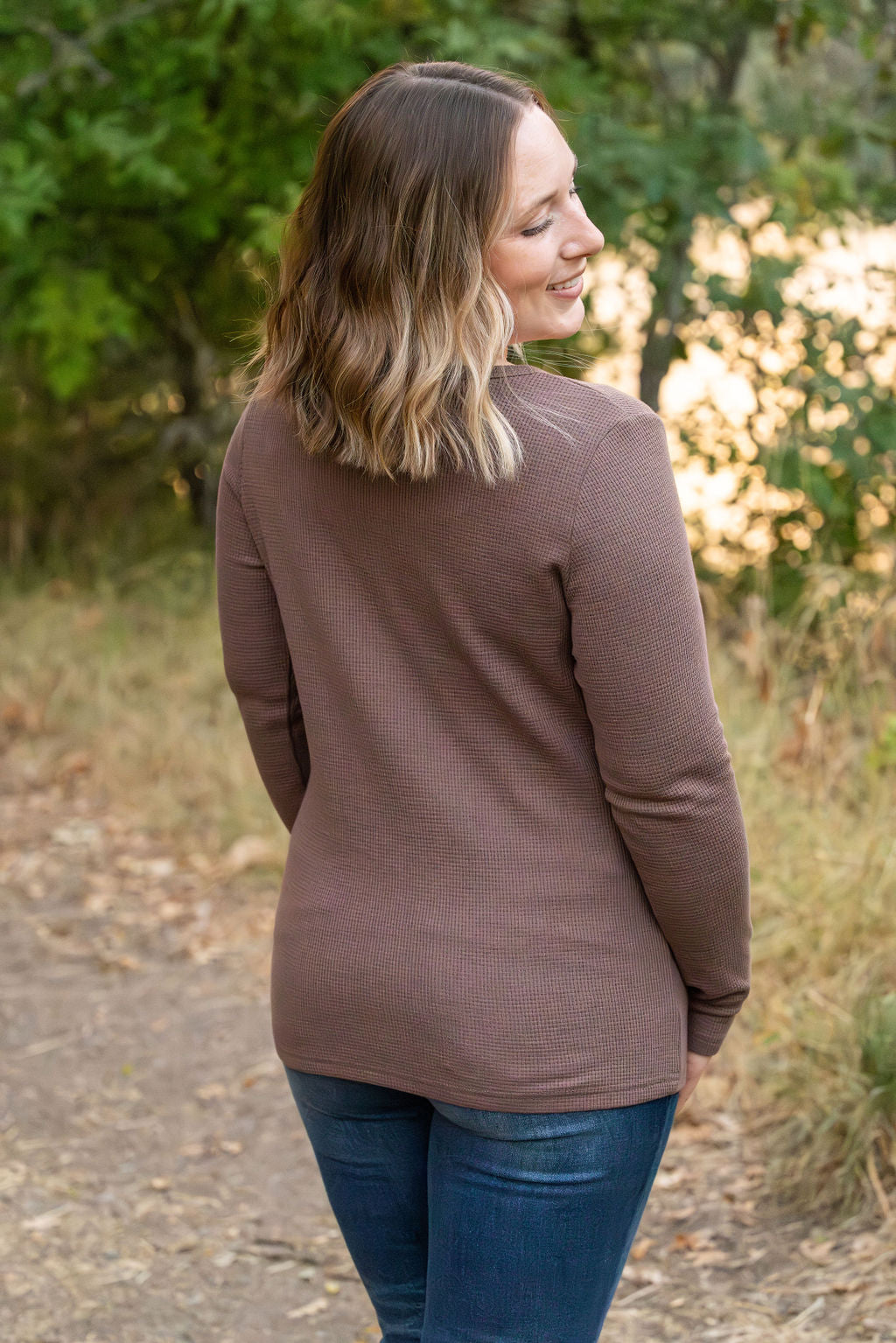 IN STOCK Harper Long Sleeve Henley - Mocha | Women's Cozy Shirt FINAL SALE