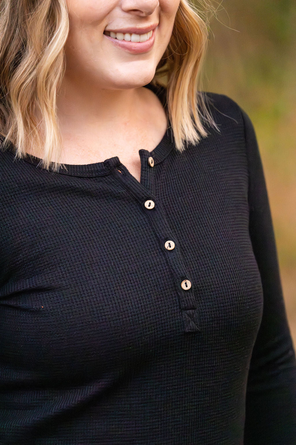 IN STOCK Harper Long Sleeve Henley - Black | Women's Cozy Shirt