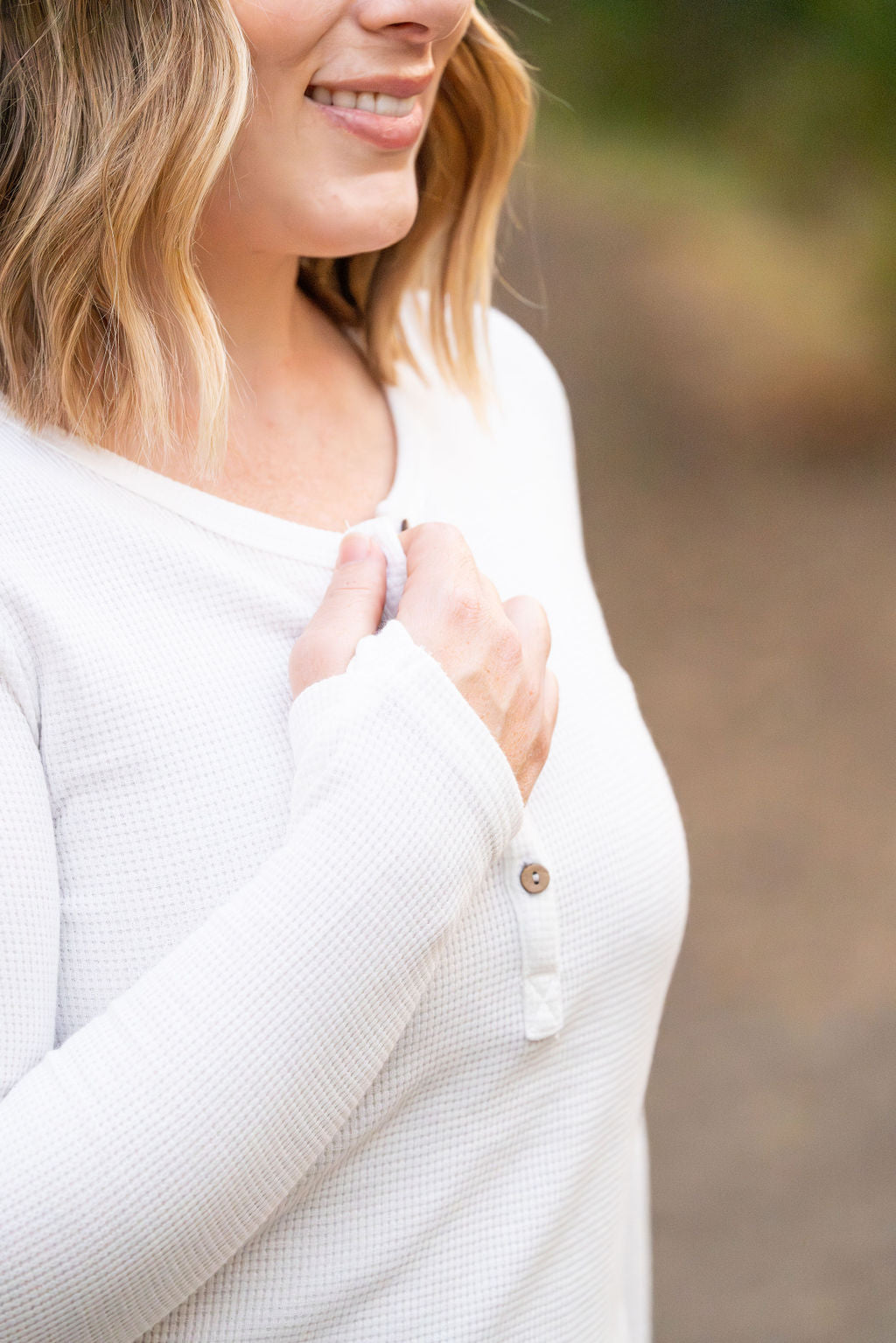 IN STOCK Harper Long Sleeve Henley - White | Women's Cozy Shirt