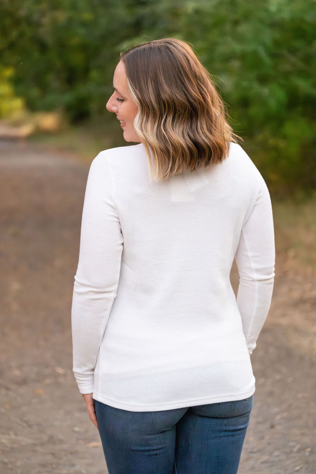 IN STOCK Harper Long Sleeve Henley - White | Women's Cozy Shirt