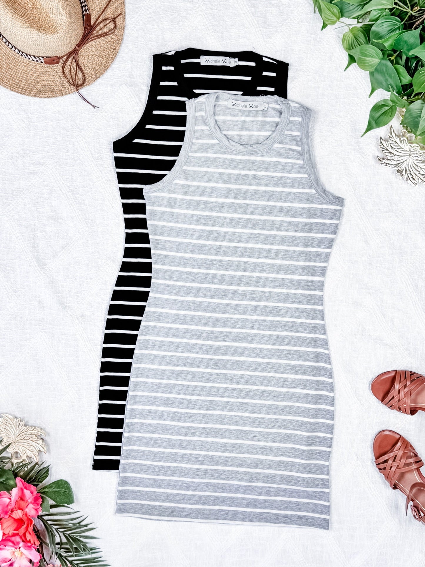 IN STOCK Mariah Ribbed Dress - Black Stripes