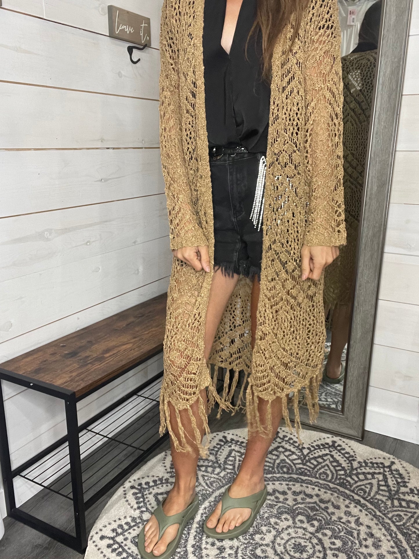 WESTERN SOFT KNIT CARDIGAN WITH FRINGES 2 COLOR options