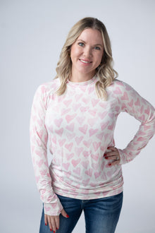 IN STOCK Blair Long Sleeve Top -  Blushing Pink Hearts