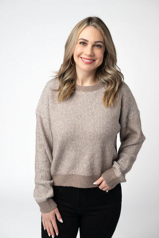 Josie Cozy Crew Sweater Mocha - Michelle Mae