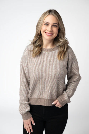 Josie Cozy Crew Sweater Mocha - Michelle Mae