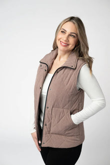 Remy Zip Up Vest Chestnut- Michelle Mae