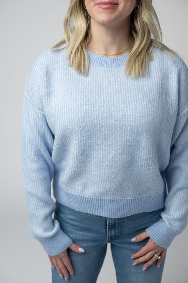 IN STOCK Josie Cozy Crew Sweater - Sky Blue