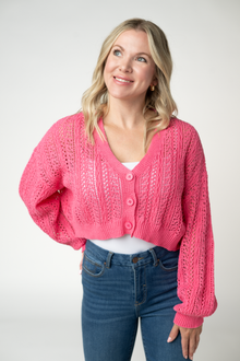 IN STOCK Callie Cropped Cardigan - Pink