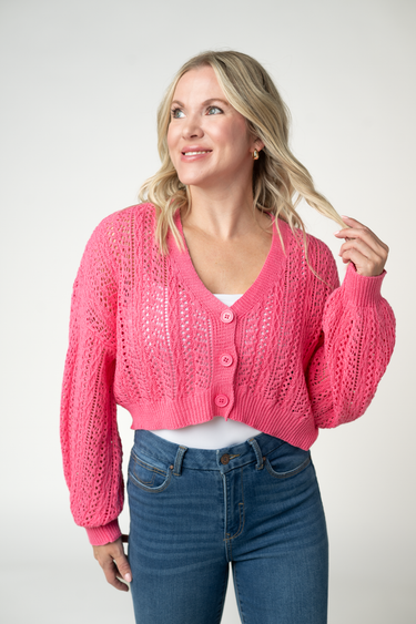 IN STOCK Callie Cropped Cardigan - Pink
