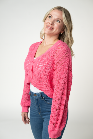 IN STOCK Callie Cropped Cardigan - Pink
