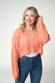 IN STOCK Callie Cropped Cardigan - Melon