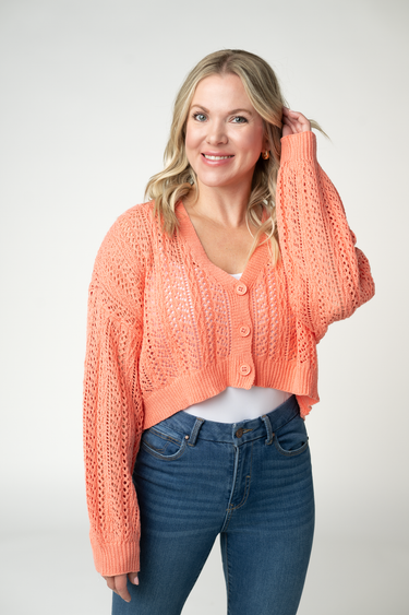 IN STOCK Callie Cropped Cardigan - Melon