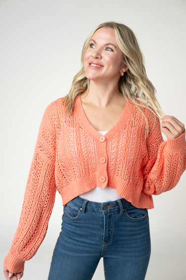 IN STOCK Callie Cropped Cardigan - Melon