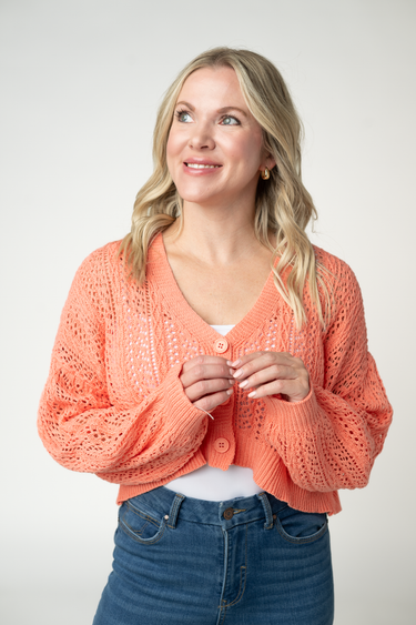 IN STOCK Callie Cropped Cardigan - Melon