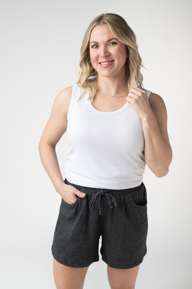 IN STOCK Candice Crinkle Shorts - Charcoal