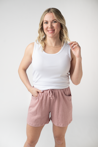 IN STOCK Candice Crinkle Shorts - Dusty Rose