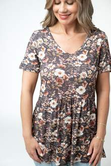 IN STOCK Sarah Ruffle Short Sleeve - Blushwood Floral