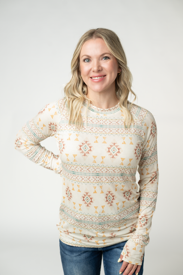IN STOCK Blair Long Sleeve Top - Desert Geometric