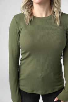 Reese Ribbed Long Sleeve Top Olive-  Michelle Mae