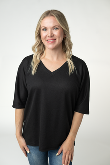 IN STOCK Emerson Waffle Top - Black