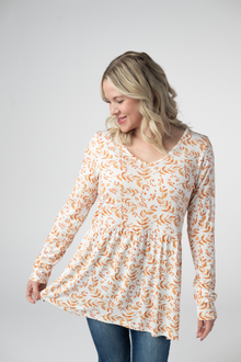 IN STOCK Long Sleeve Sarah Ruffle Top - Autumn Vines