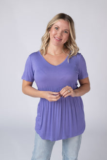 IN STOCK Sarah Ruffle Short Sleeve - Periwinkle Purple