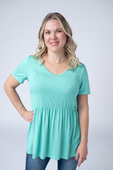 IN STOCK Sarah Ruffle Short Sleeve - Turquoise