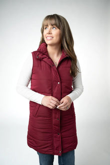 Harlow Long Vest Burgundy- Michelle Mae
