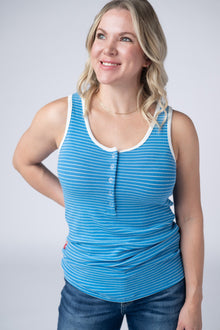 IN STOCK Shiloh Button Snap Tank - Ocean Blue