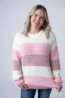 IN STOCK Cozy Block Sweater - VDay Stripes