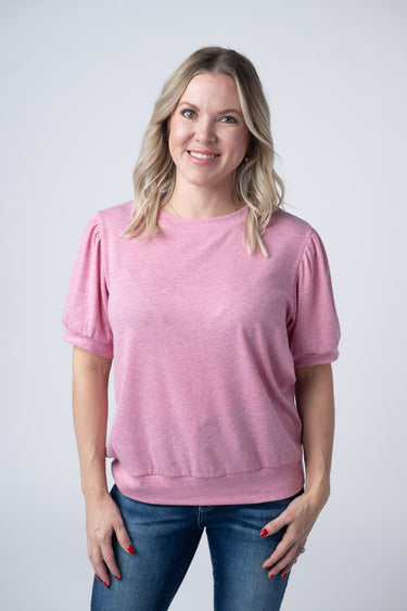 IN STOCK Katie Cozy Top - Heathered Pink