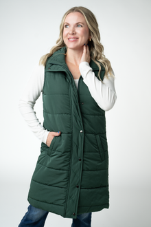 IN STOCK Harlow Long Vest - Evergreen