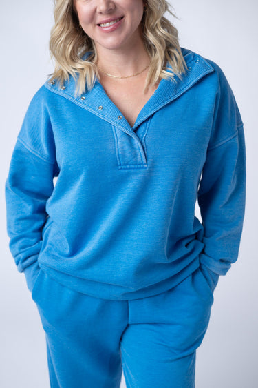 IN STOCK Jesse Vintage Wash Snap Pullover - Winter Blue