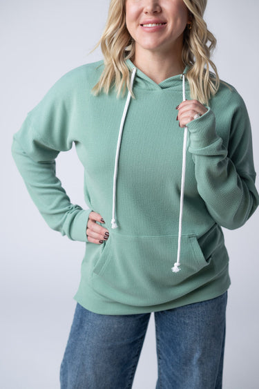 IN STOCK Kacey Ribbed Hoodie - Sage