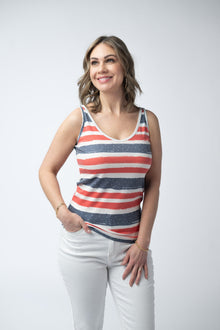 IN STOCK Kennedy Tank - Striped Red, White, and Micro Blue Stars