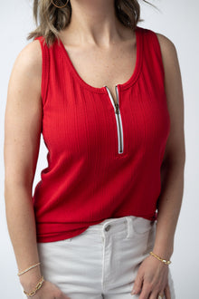 IN STOCK Mila Zipper Tank - Red