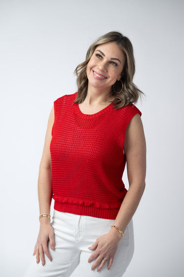 IN STOCK Amaya Open Knit Top - Red
