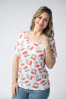 IN STOCK Chloe Cozy Top - Patriotic Cherries