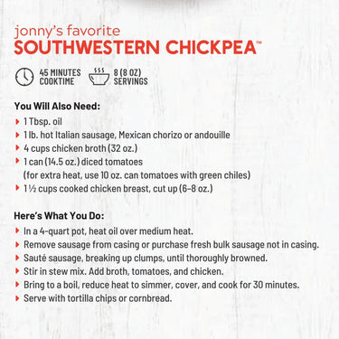 Jonny's Favorite Southwestern Chickpea Soup