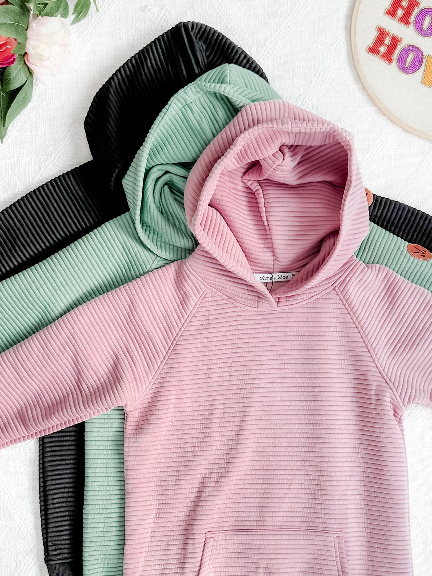 IN STOCK Tatum Textured Pullover Hoodie - Rose