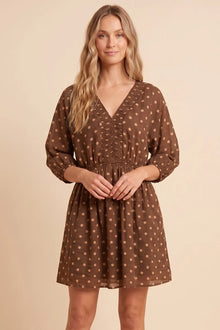 Elle Polka Dot Dress Brown- Hayden La