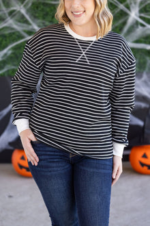IN STOCK Lola Striped Thermal Top - Black