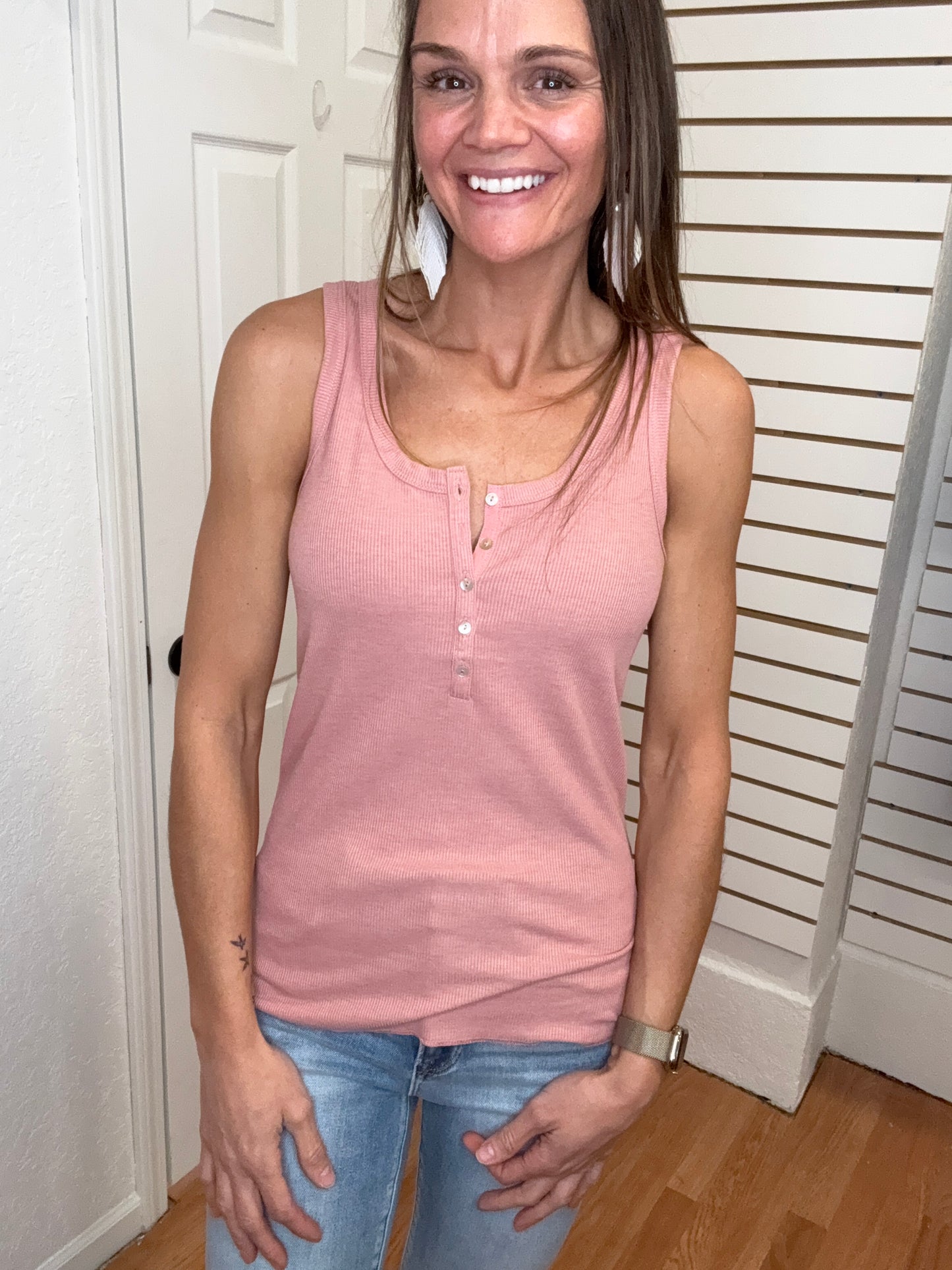 SADIE HENLEY TANK - BLUSH PINK