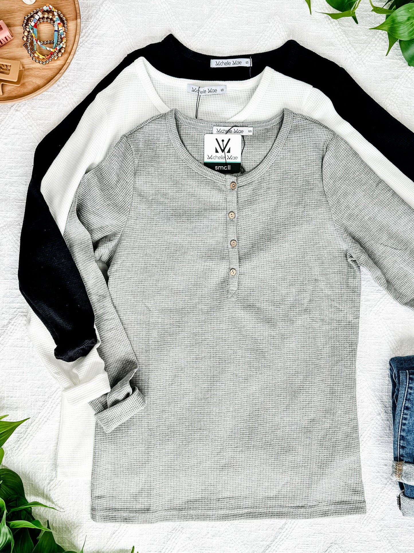 IN STOCK Harper Long Sleeve Henley - White | Women's Cozy Shirt