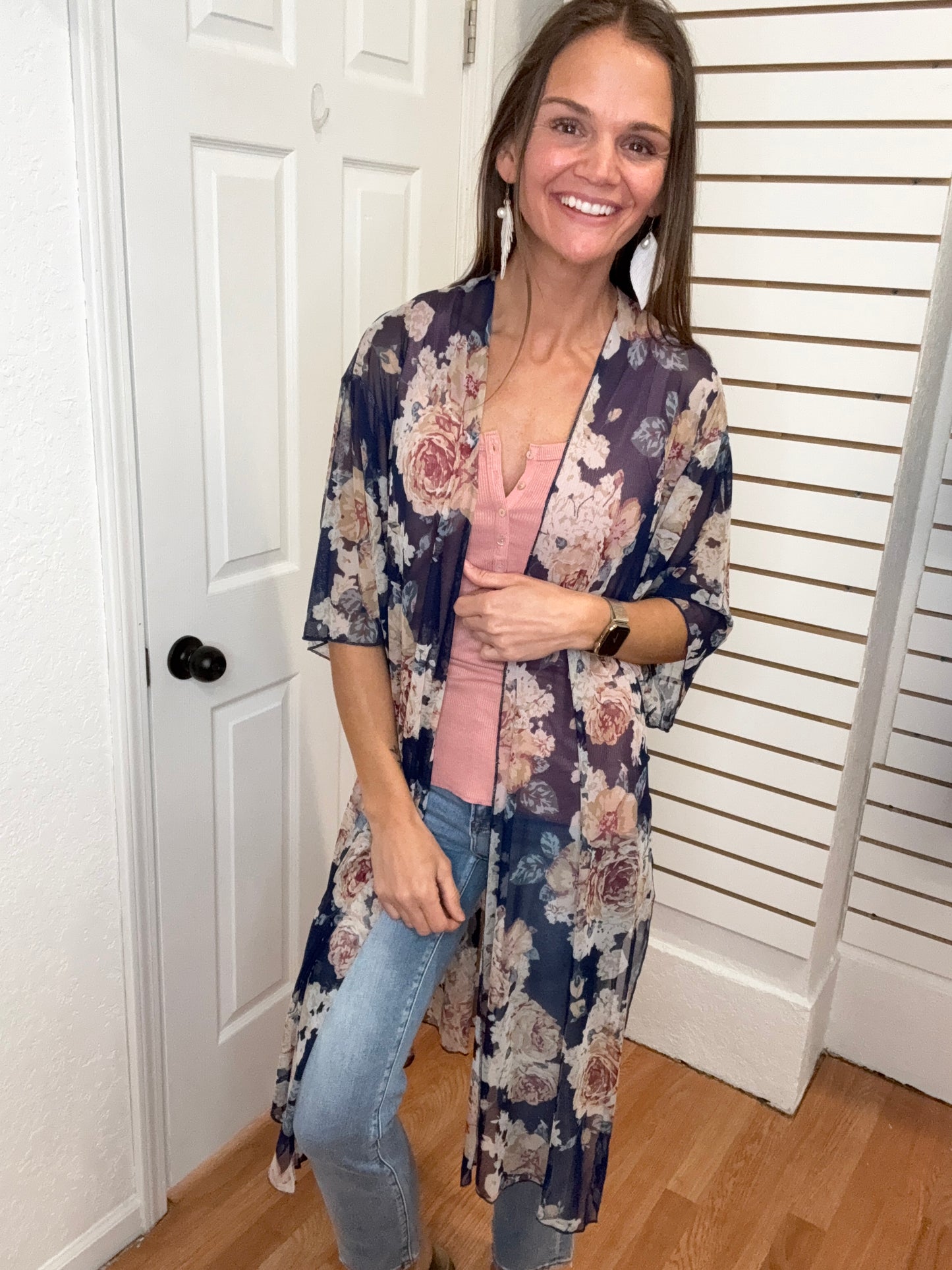 ETTA DUSTER KIMONO - NAVY FLORAL