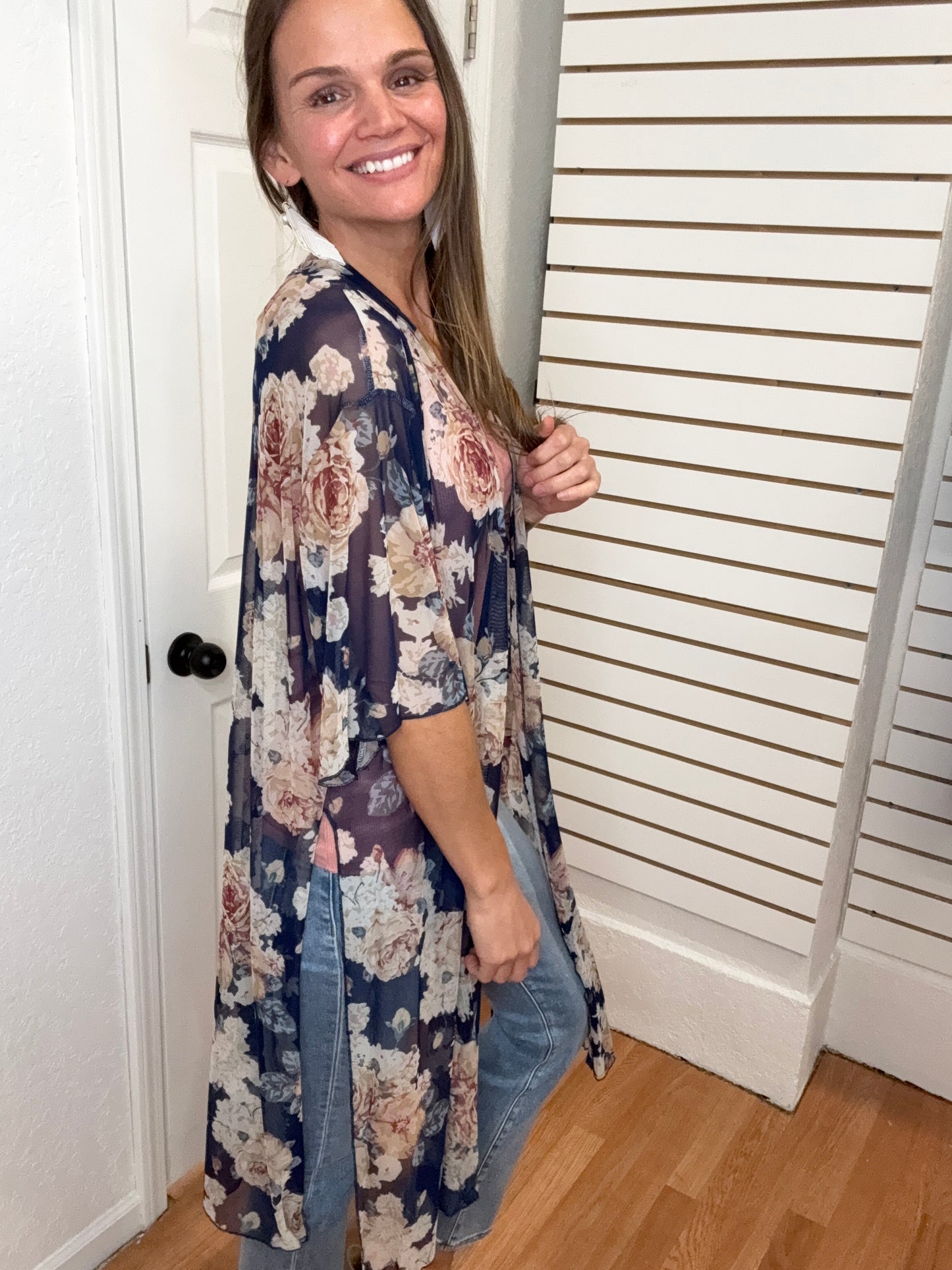 ETTA DUSTER KIMONO - NAVY FLORAL